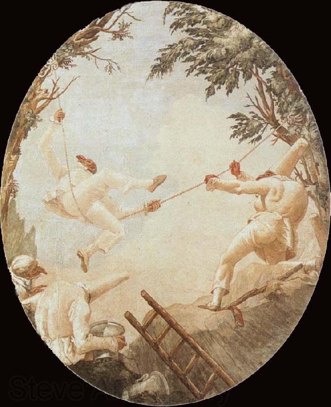 TIEPOLO, Giovanni Domenico Pulcinelle on the Tightrope Norge oil painting art